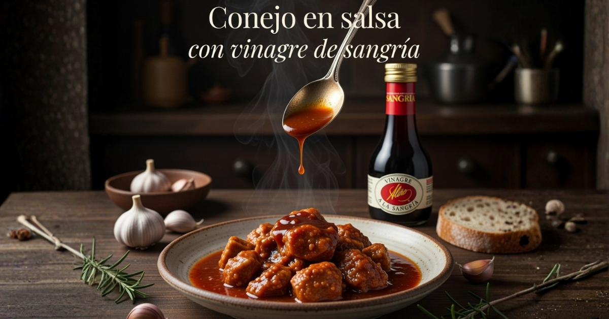 conejo en salsa con vinagre de sangria