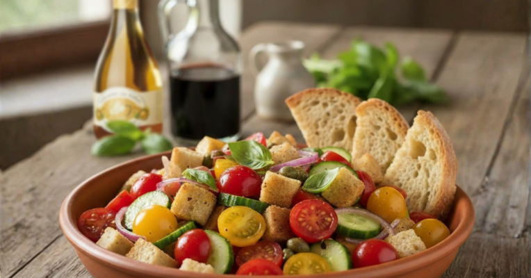 El vinagre a la avellana y la ensalada Panzanella